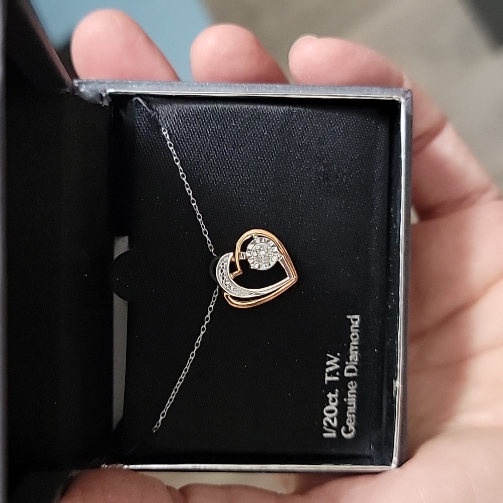 Sterling Silver two toned heart necklace